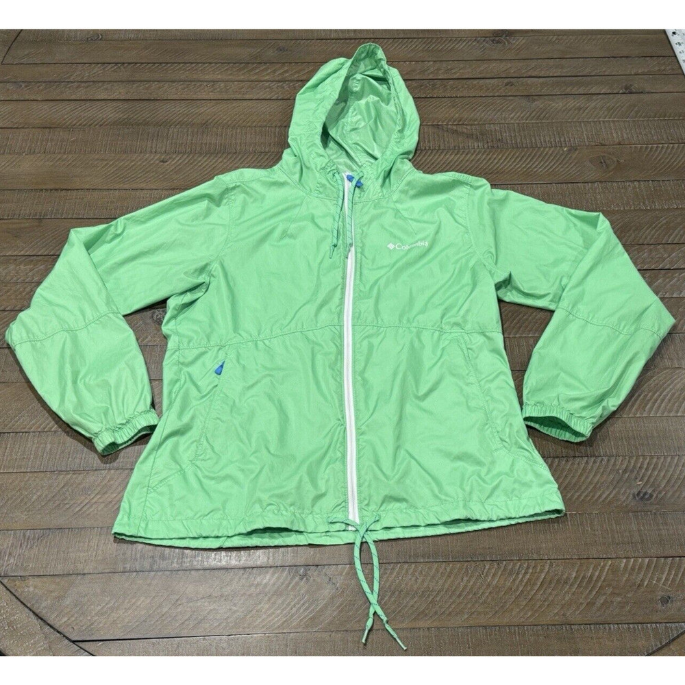 Columbia Jacket Green Hooded Windbreaker Rain Coat - Women’s Size M